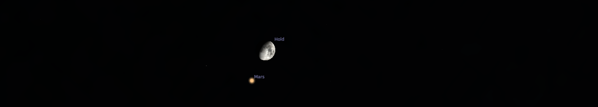 Égi négyszög az Ikrek csillagképben: a Hold, a Mars, a Pollux és a Castor pompája